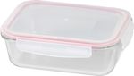 Tárolóedény MagicHome, Téglalap alakú, 1500 ml, fedéllel, Clip, üveg