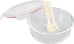 Tárolóedény MagicHome, Kerek, 1200 ml, fedéllel, evőeszközzel, Clip