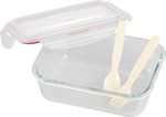Tárolóedény MagicHome, Téglalap alakú, 1000 ml, fedéllel, evőeszközzel, Clip