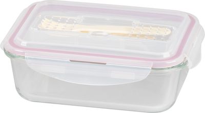 Edény MagicHome, téglalap alakú, 1000 ml, fedővel, evőeszközzel, Clip