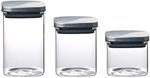 Container MagicHome, set of 3 pcs, 800/1100/1500 ml, glass, with stainless steel lid