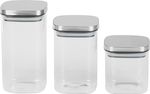 Nádoba MagicHome, sada 3 ks, 800/1100/1500 ml, sklenená, s nerezovým uzáverom