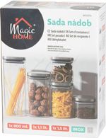 Nádoba MagicHome, sada 3 ks, 800/1100/1500 ml, sklenená, s nerezovým uzáverom
