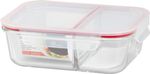 Jar MagicHome, glass, rectangular, 1500 ml, with lid, with divider