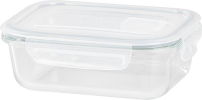 MagicHome tároló, üveg, téglalap alakú, 650 ml, fedővel, szellőző szeleppel