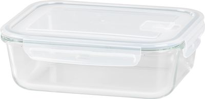 MagicHome üveg tárolódoboz, téglalap alakú, 1500 ml, fedővel, szellőző szeleppel