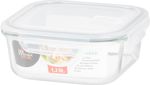Tároló MagicHome, üveg, négyzetes, 1200 ml, fedővel, szellőző szeleppel