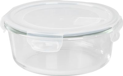 Tárolóedény MagicHome, üveg, kerek, 950 ml, fedővel, szellőzőszeleppel