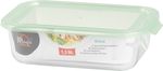 Tároló MagicHome, üveg, téglalap alakú, 1500 ml, fedővel, non-snap