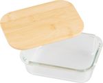 Tároló MagicHome, üveg, téglalap alakú, 650 ml, bambusz fedéllel