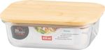 Tároló MagicHome, üveg, téglalap alakú, 650 ml, bambusz fedéllel