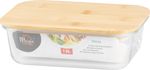 Tároló MagicHome, üveg, téglalap alakú, 1000 ml, bambusz fedéllel