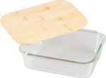Jar MagicHome, glass, rectangular, 1500 ml, with bamboo lid