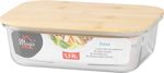 Tároló MagicHome, üveg, téglalap alakú, 1500 ml, bambusz fedéllel