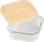 Jar MagicHome, glass, square, 800 ml, with bamboo lid