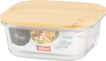 Tárolódoboz MagicHome, üveg, négyzetes, 800 ml, bambusz fedéllel