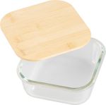 Jar MagicHome, glass, square, 1200 ml, with bamboo lid