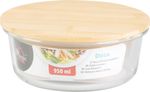 Tároló MagicHome, üveg, kerek, 950 ml, bambusz fedéllel