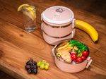 Obedár MagicHome LB933, 3 dielny, 3x 500 ml, ružový, 20x15x6,2 cm