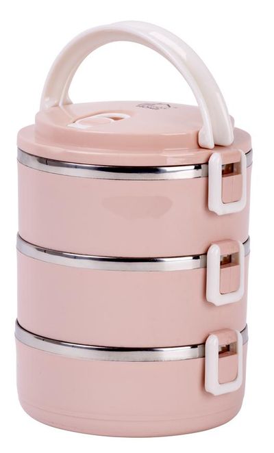 Ebédhordó MagicHome LB933, 3 részes, 3x 500 ml, rózsaszín, 20x15x6,2 cm