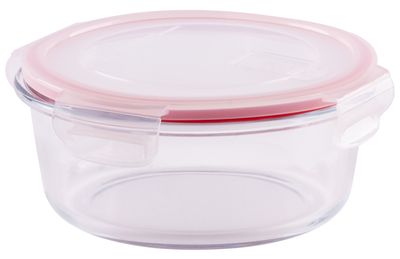 MagicHome BSG3 ételtároló doboz, 950 ml, 17 x 7 cm, kerek, bórszilikát üveg/PP, Clip