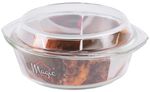 Sütőtál MagicHome, 2500 ml, boroszilikát üveg, kerek