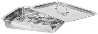 Tepsi MagicHome 38 x 28 x 6 cm, grillrácsal és fedéllel, rozsdamentes acél