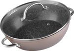 Pot MagicHome Coffee Brown Line, shallow, 26 cm, 2800 ml, with lid, oven roaster