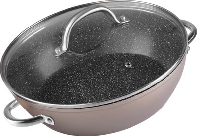 Hrniec MagicHome Coffee Brown Line, plytký, 26 cm, 2800 ml, s pokrievkou, pekáč  do rúry