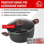Fazék MagicHome Black Marble Line, 24 cm, 4000 ml, fedővel