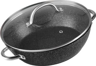 Fazék MagicHome Black Marble Line, sekély, 26 cm, 2,8 l, fedővel, sütő tepsi