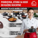 Pokrievka MagicHome Black Marble Line, sklenená, 24 cm