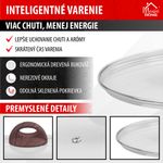 Fedő MagicHome Black Marble Line, üveg, 28 cm