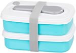 Lunch box MagicHome, square, 2-piece, with fork/spoon, 2x 1000 ml, 20.8x13.5x12.4 cm