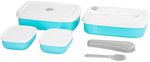 Lunch box MagicHome, square, 2-piece, with fork/spoon, 2x 1000 ml, 20.8x13.5x12.4 cm