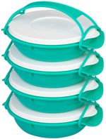 Ételhordó MagicHome, kerek, 4 részes, színes, 4x 1000 ml, 22,4x20,5x29,5 cm