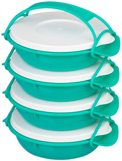 Lunch box MagicHome, round, 4-piece, colorful, 4x 1000 ml, 22.4x20.5x29.5 cm