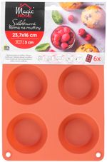Baking Pan MagicHome, for baking, for 6 muffins, silicone, red, 23.7x16x3 cm