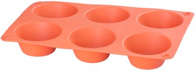 MagicHome mold, for baking, for 6 muffins, silicone, red, 23.7x16x3 cm