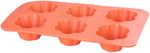 Baking Pan MagicHome, for baking, for 6 muffins, silicone, flower pattern, red, 28.6x17.2 cm