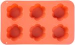 MagicHome mold, for baking, for 6 muffins, silicone, flower pattern, red, 28.6x17.2cm