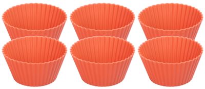 MagicHome mold, for baking, for cupcakes, silicone, red, set of 6, 6.5x6.5x3 cm