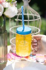 Glass MagicHome, with straw, with colored lid, 480 ml, Sellbox 12 pcs