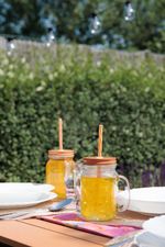 Glass MagicHome, with straw, with colored lid, 480 ml, Sellbox 12 pcs