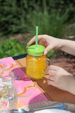 Glass MagicHome, with straw, with colored lid, 480 ml, Sellbox 12 pcs