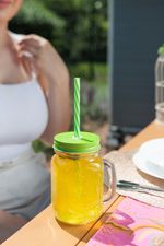 Pohár MagicHome, sklenený, so slamkou, s farebným viečkom, sklo, 480 ml, Sellbox 12 ks