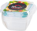 Ételhordó MagicHome Lunchbox szett YH373, 3 db, 600 ml, 135x135x75 mm, négyzet alakú, Clip