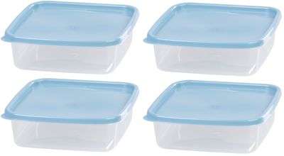 Ételhordók MagicHome, négyzet, Clip, 4db-os készlet, 1 lit., 17,7x17,7x5,8 cm