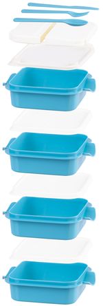 Lunch Box MagicHome, rectangular, 4-piece, with cutlery, 4x 800 ml, 160x195x260 mm