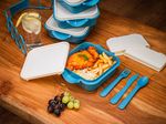 Lunch Box MagicHome, rectangular, 4-piece, with cutlery, 4x 800 ml, 160x195x260 mm